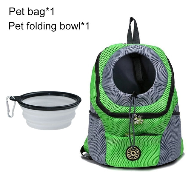 Pet Travel Carrier Bag Green with Bowl / M for 5-10kg
