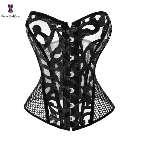 Lace Up Overbust Corset Black / S