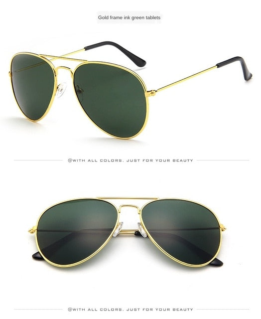 Polarized Classic Aviation Sunglasses Gold Dark Green / Metal