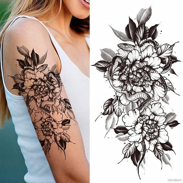 Flowers and Animals Body Tattoos 25 GD Home Goods