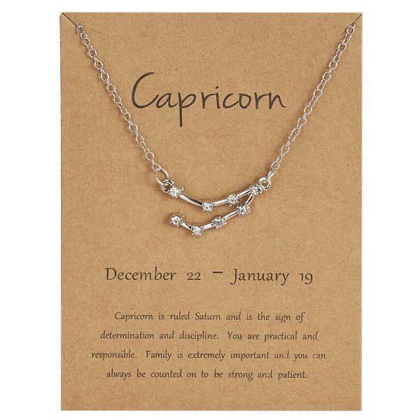 12 Constellation Zodiac Sign Necklace Capricorn / Gold Color GD Home Goods