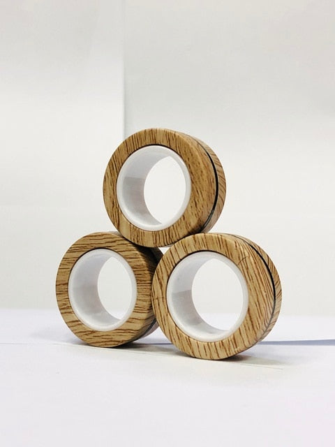 3pcs Finger Magnetic Rings Wood Grain