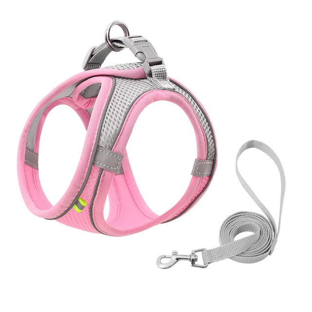 Escape Proof Small Pet Harness Leash Set Pink Gray / L GD Home Goods