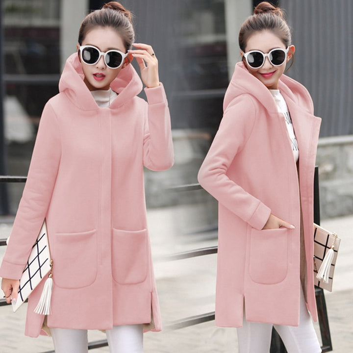 Fleece Long Hooded Coats Pink / XL GD Home Goods