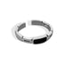 Silver Color Black Stone Ring Silver-R0892 / Resizable