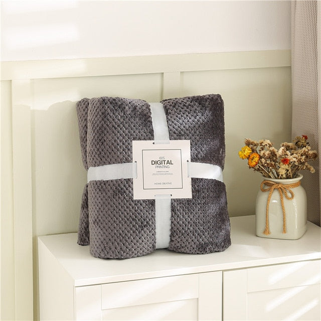 Fluffy Plaid Winter Bed Blankets Dark Gray / 200x230cm GD Home Goods