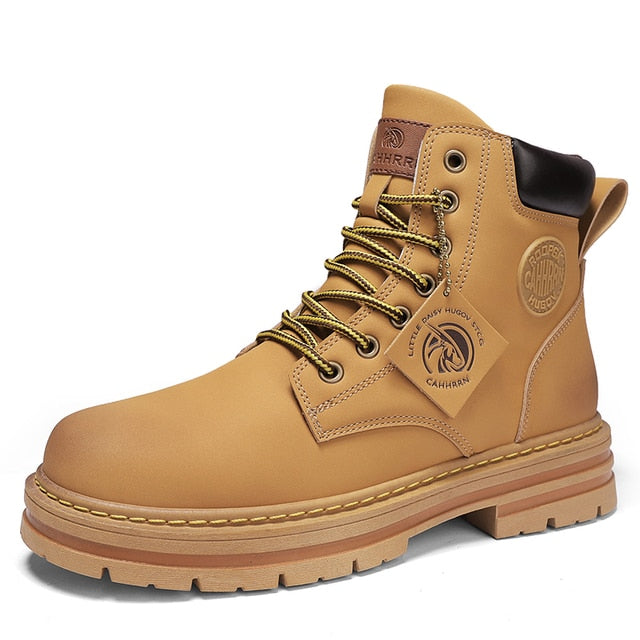 High Top Boots Men's Leather Shoes 0229 Yellow / 44