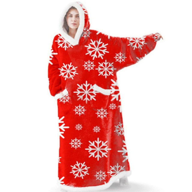 Blanket Sweatshirt Snowflake Red / 120CM GD Home Goods