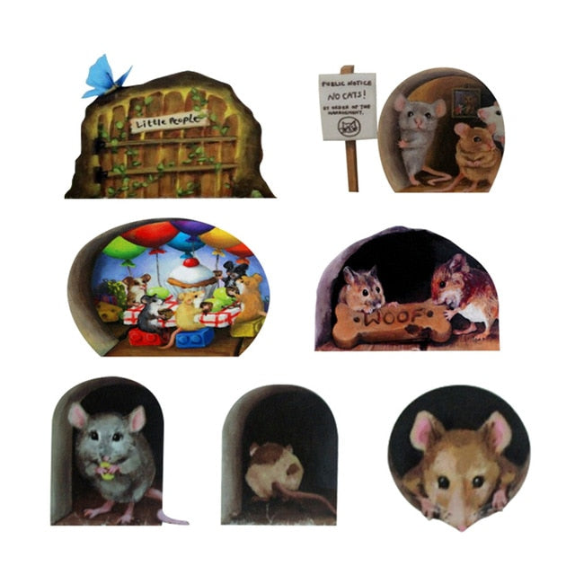 Funny Mouse Hole Wall Stickers