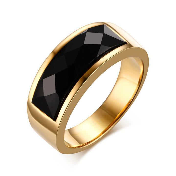Black Carnelian Stone Rings Black Gold / 7 GD Home Goods