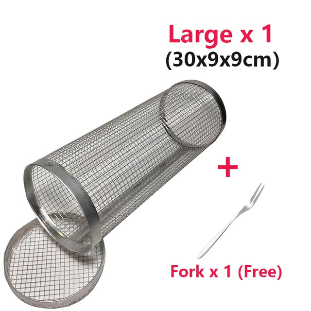 Stainless Rolling BBQ Grilling Basket