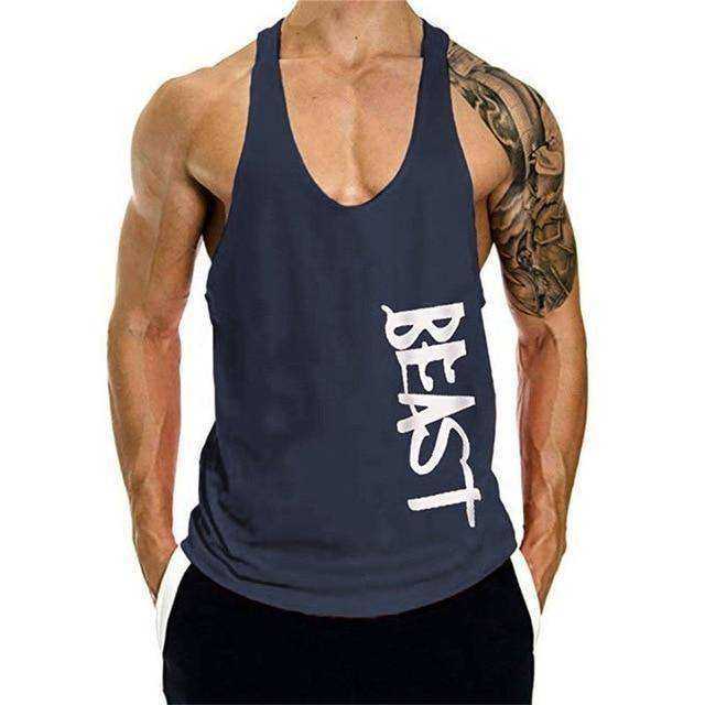 Beast Aesthetic Apparel Stringer Fitness Muscle Shirt Navy Blue / S GD Home Goods