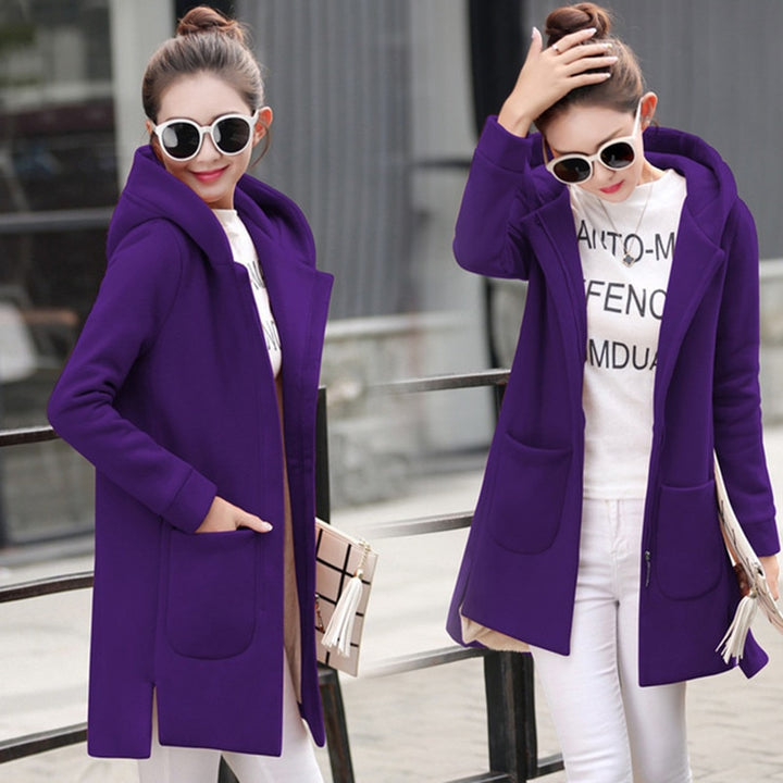 Fleece Long Hooded Coats Purple / L GD Home Goods