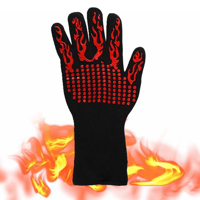 BBQ Gloves - Best BBQ Gloves for High temps Red Flame 1pcs Hand wear GD Home Goods