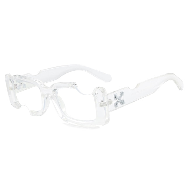 Cool Small Square Sunglasses Clear White GD Home Goods