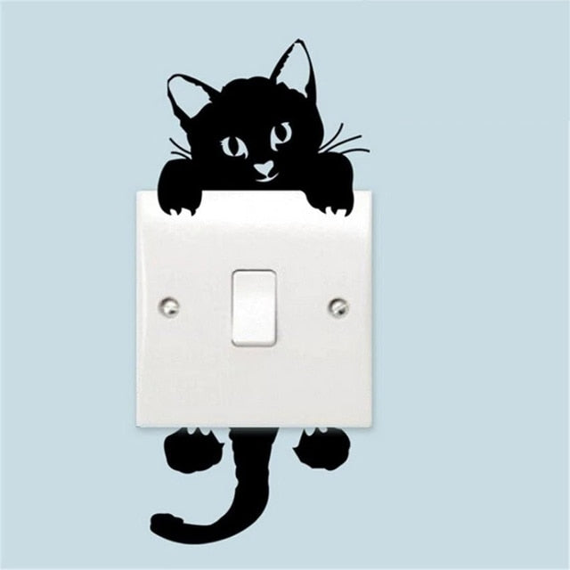 Cat Stickers - Light Switch Covering Cat Stickers Black Cat GD Home Goods