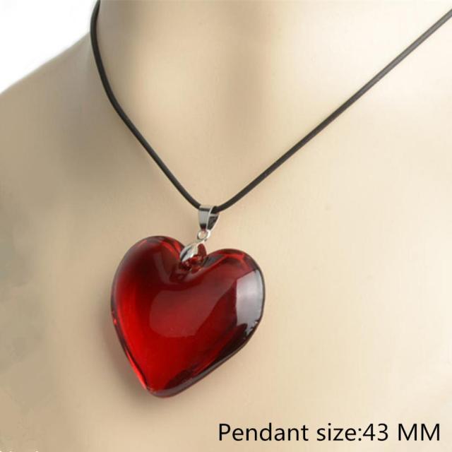 Aura Glass Heart Necklace Red Heart GD Home Goods