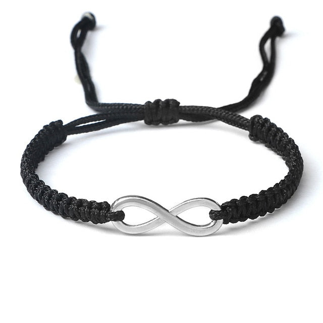 Infinity Charm Couple Bracelet Black-S