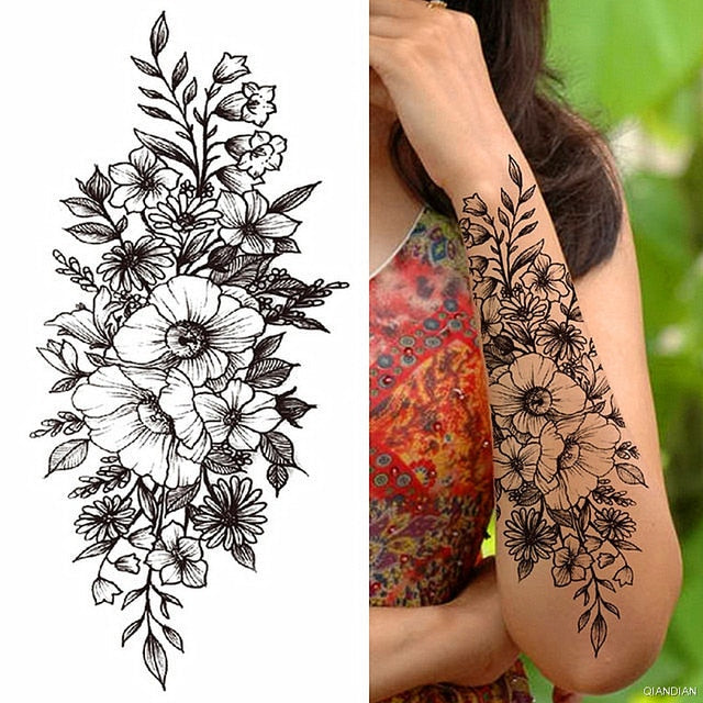 Flowers and Animals Body Tattoos 12 GD Home Goods