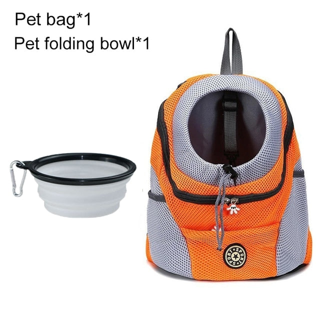 Pet Travel Carrier Bag Orange with Bowl / M for 5-10kg