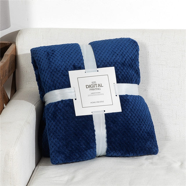 Fluffy Plaid Winter Bed Blankets Blue / 200x230cm GD Home Goods