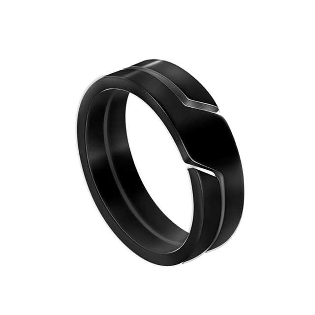 Silver Color Unisex Stainless Rings Style 2 Black / 7