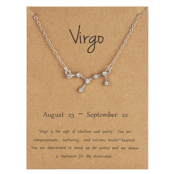 12 Constellation Zodiac Sign Necklace Virgo / Silver Color GD Home Goods