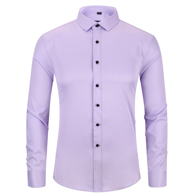 Anti-Wrinkle Men's Shirt 2-709 Light Purple / Asian M Label 39 GD Home Goods