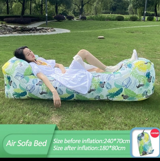 Inflatable Sofa - Great Inflatable Sofa or Inflatable Bed White With Leaves Home and Kitchen