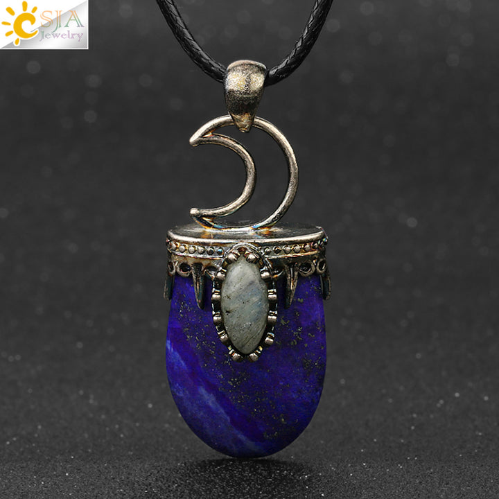 Crescent Moon Stone Necklace