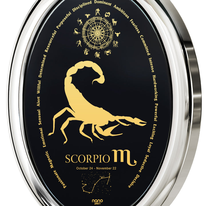 Scorpio Necklace Zodiac Pendant 24k Gold Inscribed on Onyx Stone GD Home Goods
