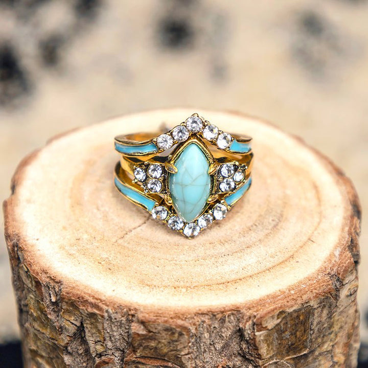 Achieving Dreams Turquoise Ring Set Hand wear GD Home Goods