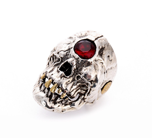 Cyclops Skull Ring Red CZ Crystal GD Home Goods