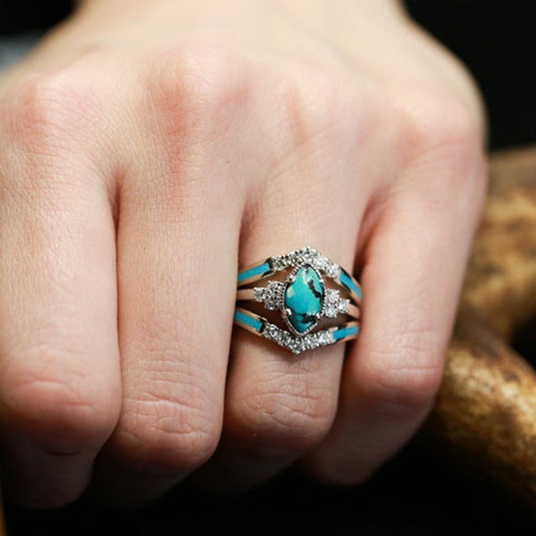 Achieving Dreams Turquoise Ring Set Hand wear GD Home Goods
