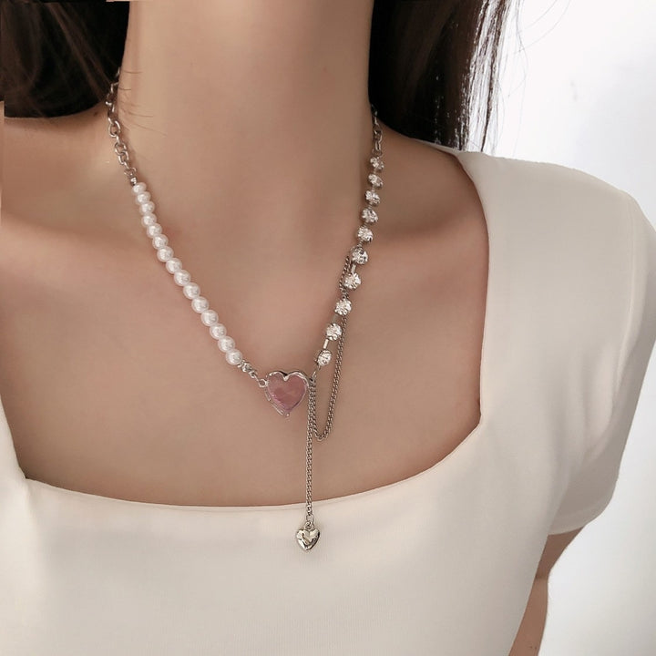 Cupid Crystal Pearl Heart Necklace GD Home Goods