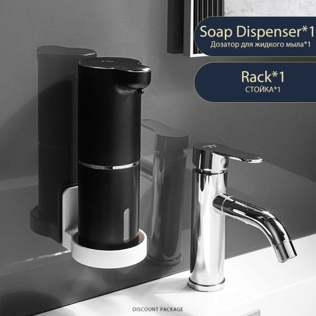 Soap Dispenser - Automatic Foaming Hand Soap Dispenser Black with rack set Home and Kitchen