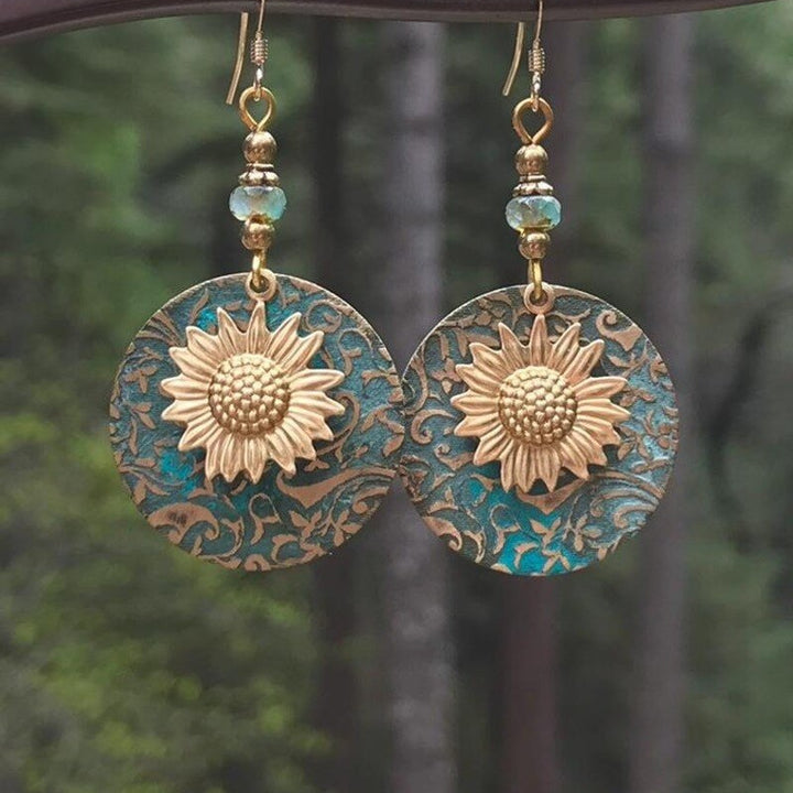 Color Separation Sunflower Earrings