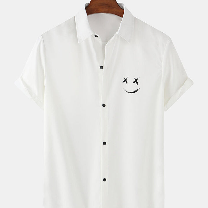 Men's Graffiti Smile Print Shirts White