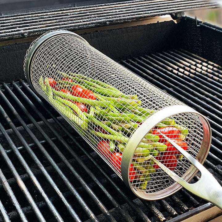 Stainless Rolling BBQ Grilling Basket