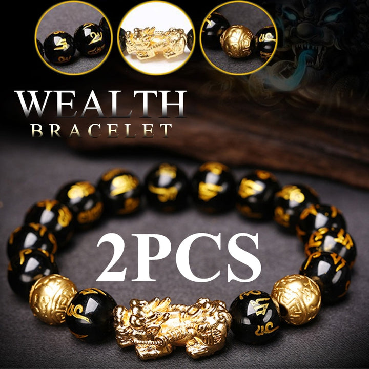 2PCS Obsidian Bracelet - Stone Beads Bracelet Pixiu Bracelet Black Wealth Feng shui Bracelets Luck Bracelet for Women Men 2023 Beauty GD Home Goods