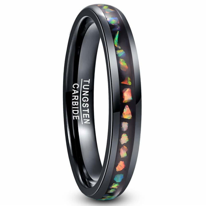 Crushed Opal Black Tungsten Ring GD Home Goods