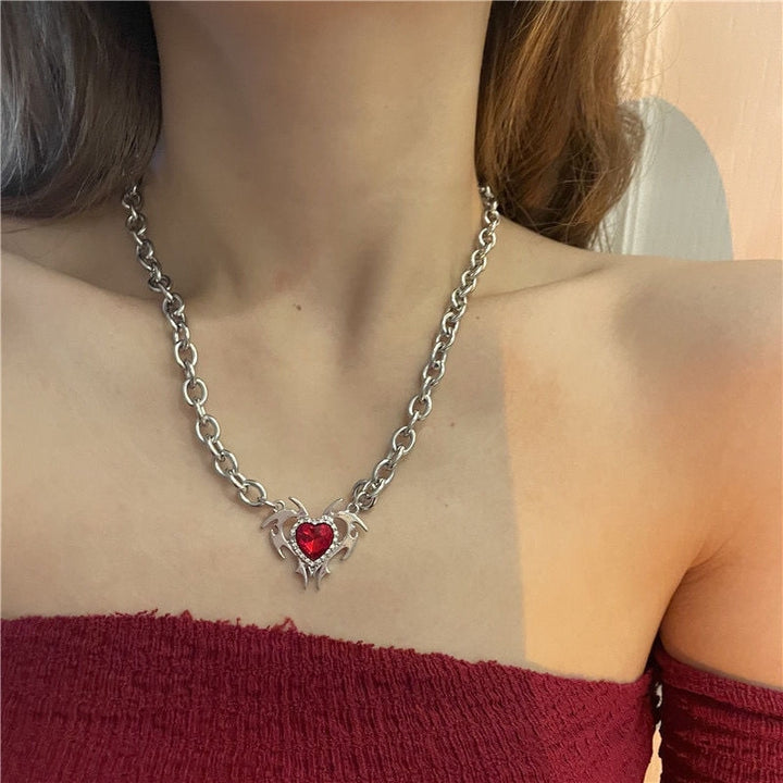 Red Crystal Pendant Necklace
