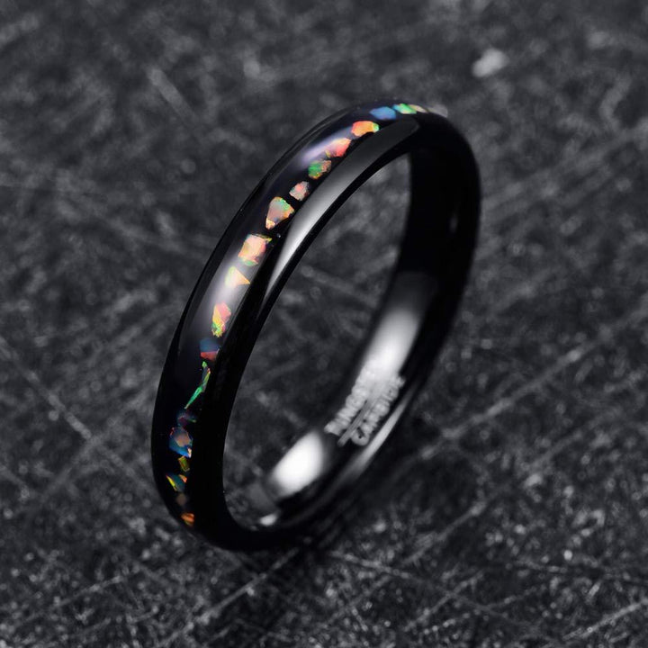 Crushed Opal Black Tungsten Ring GD Home Goods