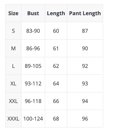Compression Shirt size chart