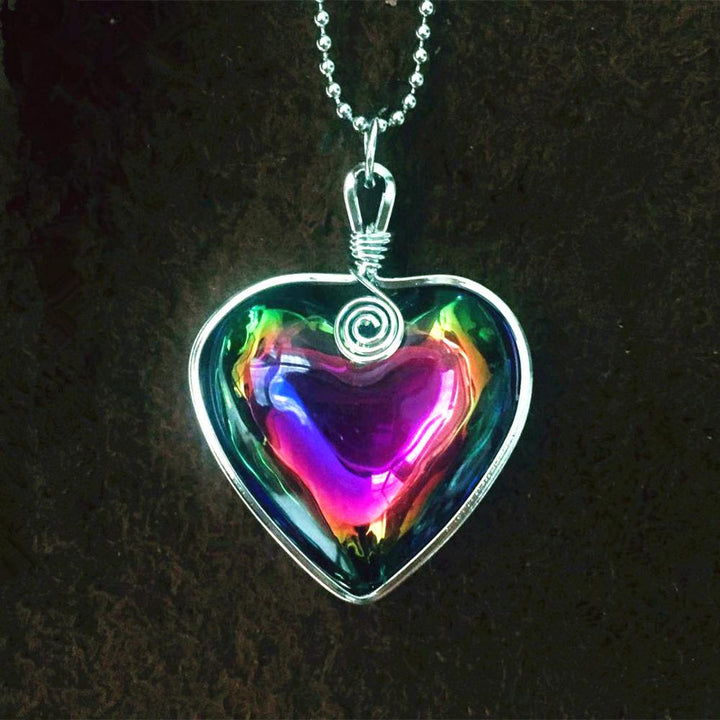 Aura Glass Heart Necklace GD Home Goods