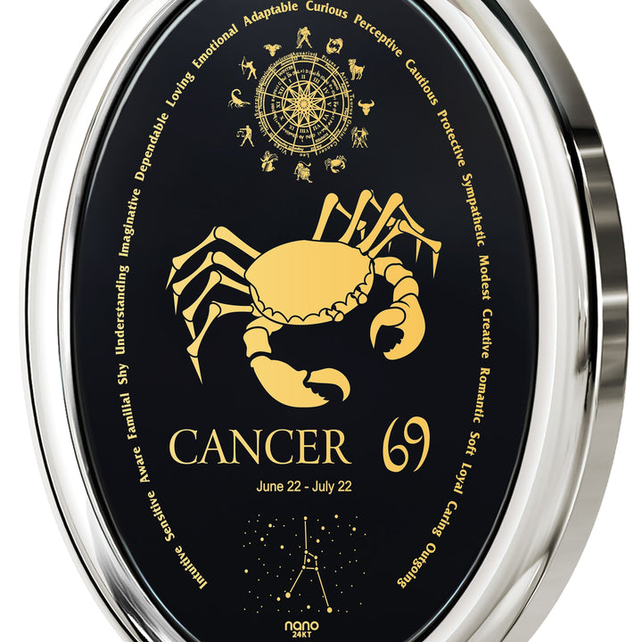 Cancer Necklace Zodiac Pendant 24k Gold Inscribed on Onyx Stone GD Home Goods