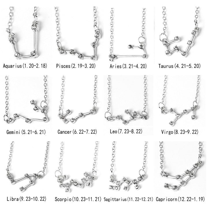 12 Constellation Zodiac Sign Necklace GD Home Goods
