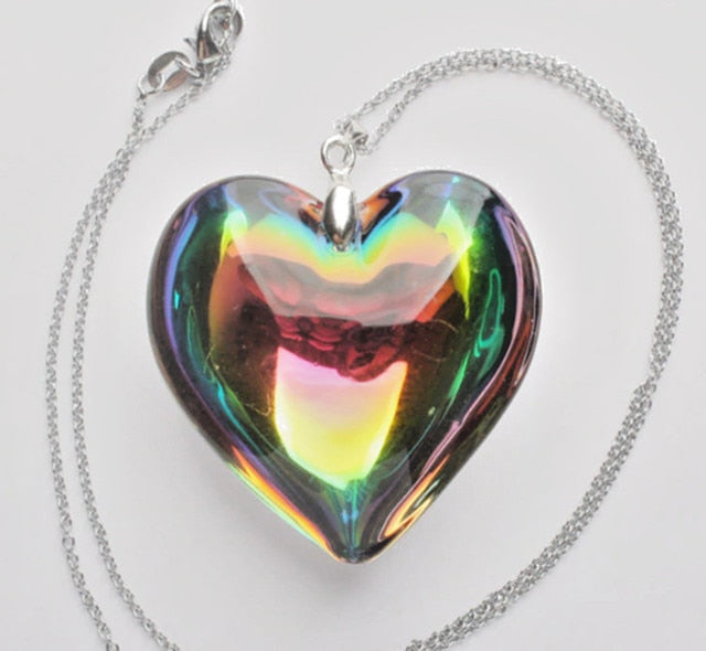 Aura Glass Heart Necklace GD Home Goods