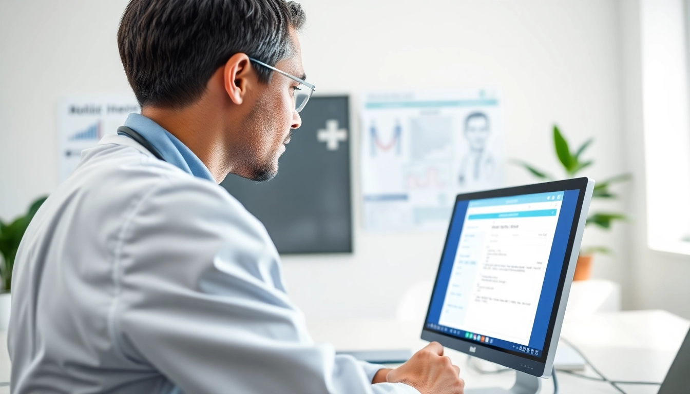 Illustration showcasing the benefits of electronic prescribing with a healthcare professional interacting with a digital system.